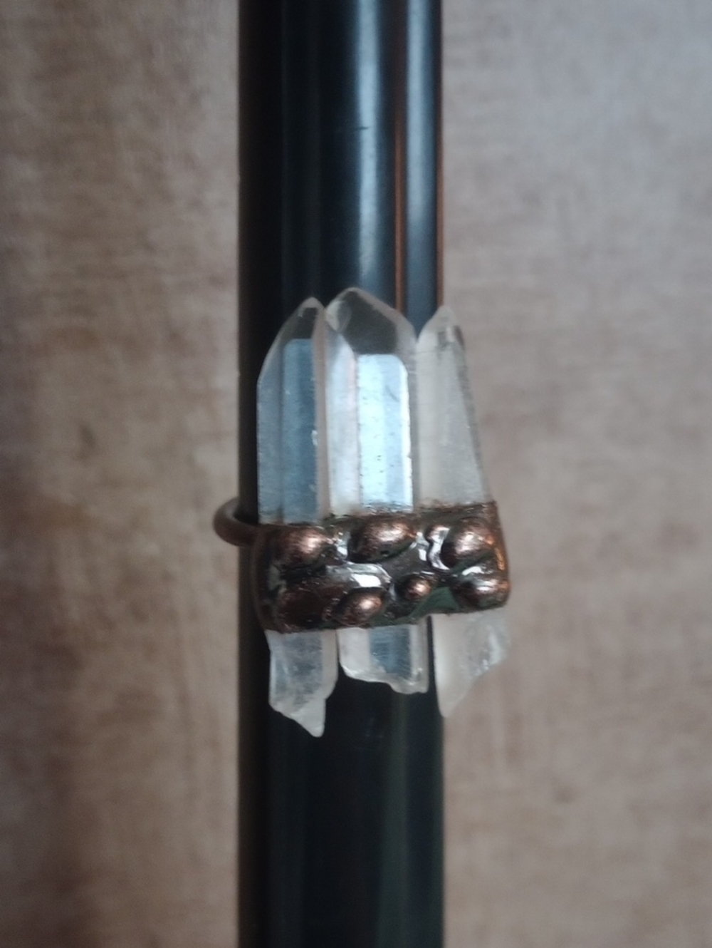 Quartz Crystal Adjustable Copper Ring